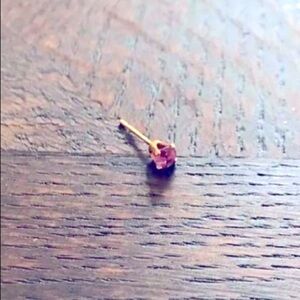 Single sparkling ruby stud earring 14k and natural ruby